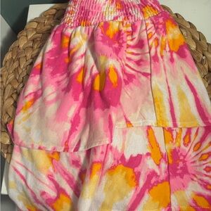 Vibrant Pink and Yellow Tie-Dye Skirt